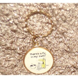 vintage metal BC comic caveman there's a fly in my swill  Keychain Key Ring